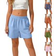 thumbnail image 1 of Liyamei Girls Breathable Sport Shorts with Elastic Waist for Summer Play Size 5-16,Orange, 1 of 6