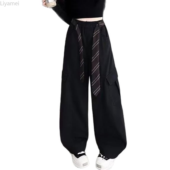 Liyamei Girls Cargo Pants Casual Joggers Teenage Kids Trousers For School Outdoor Streetwear Teen Youth Size 5-6 Years