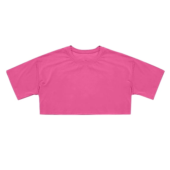 Liyamei Girls Crop Tops Summer Short Sleeve Round Neck T Shirts Basic Tee for Kids Size 14-15 years