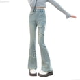 thumbnail image 1 of Liyamei Girls Denim Bottom Pants Flared Trousers With Star Slim Fit Stretch Jeans For Teen Tweens Fall Fashion Size 3-4 Years, 1 of 5