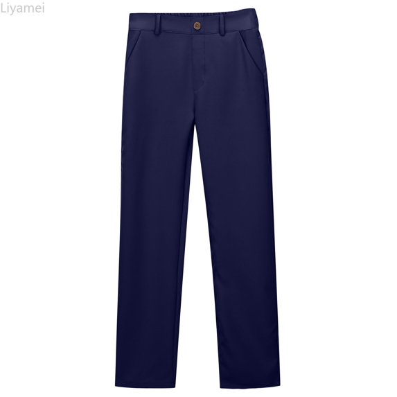 Liyamei Girls Dress Pants School Uniform Pants for Girls Adjustable Waist Pant Size Blue 14-15 Years