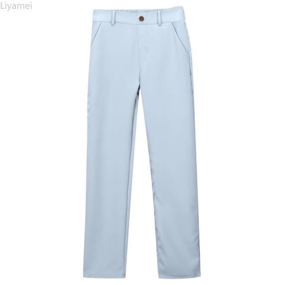 Liyamei Girls Dress Pants School Uniform Pants for Girls Adjustable Waist Pant Size Blue 15-16 Years