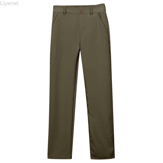 Liyamei Girls Dress Pants School Uniform Pants for Girls Adjustable Waist Pant Size Green 14-15 Years