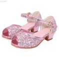 thumbnail image 1 of Liyamei Girls Dress Shoes with Heels - Sparkly Sequins Girl Sandals Open Toe for Wedding Party Comfortable Bowknot Straps Size Pink 6-7 Years, 1 of 5