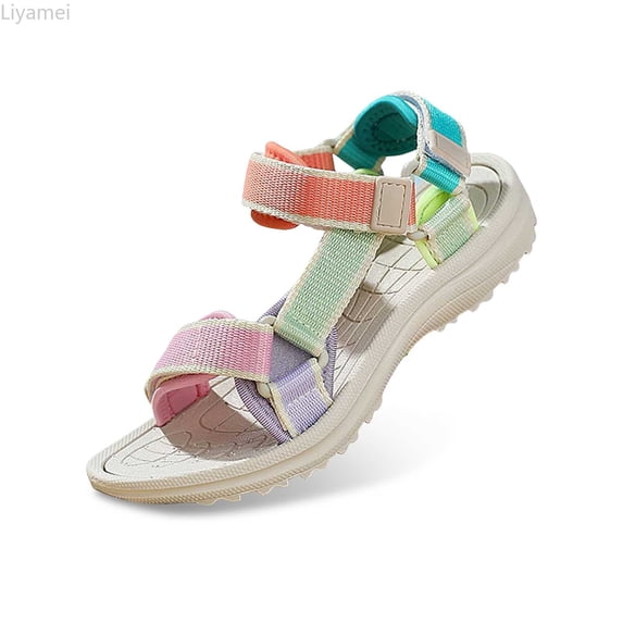 Liyamei Girls Fashion Solid Color Open Toe Breathable Comfortable Sandals Sandals For Girls Size Multicolor 5.5-6 Years