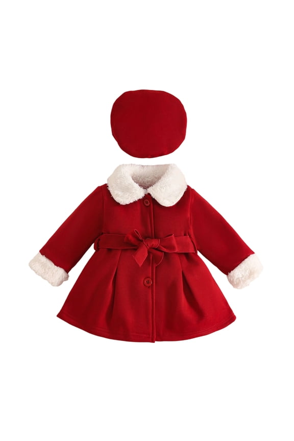 Girls Trim Hooded Belted Winter Coats For Toddler And Kids Outerwear Jacket For 6 Months To 3 Years Old Girls Ski Jacket Size 9-12 Months