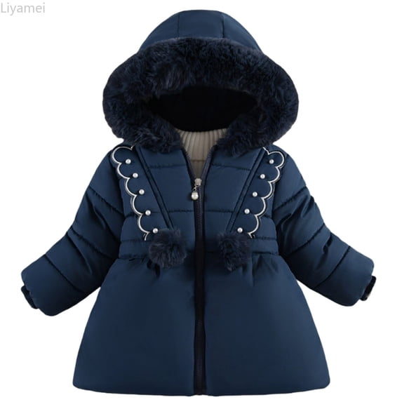 Liyamei Girls Hooded Padded Jacket with Zipper for Winter Warm Stylish Coat