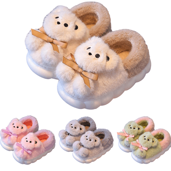 Liyamei Girls House Slippers Lined Plush Warm Soft Cartoon Cute Kids Slippers Size 3.5-13 Years