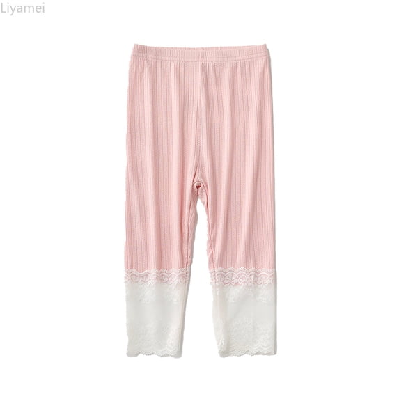 Liyamei Girls Leggings Summer Thin Stretchy Soft Comfortable Kids Capri Pants For Toddler Girls Breathable Casual Playwear Girls Leggings Size Pink 8-9 Years