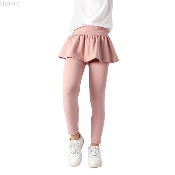 Liyamei Girls Leggings with Solid Color and Stretchy Basic for Spring Autumn Wear Size 4-12 Years