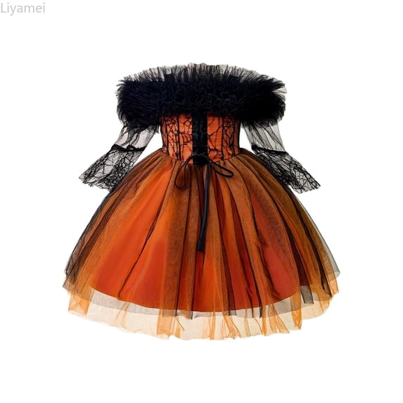 Liyamei Girls Long Sleeve Halloween Pageant Dress Party Gown 3-8Y