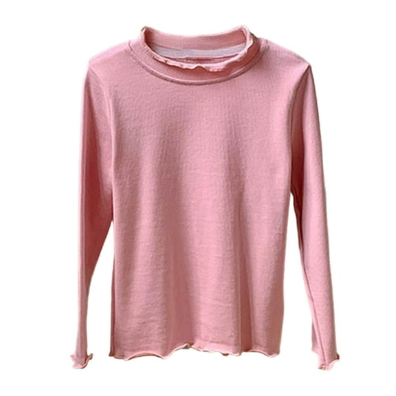 Liyamei Girls Long Sleeve Solid Color Basic Tee Soft Comfortable Casual Tops For Toddler Kids Winter Fall Layering Girls Tank Tops Size 3-4 Years