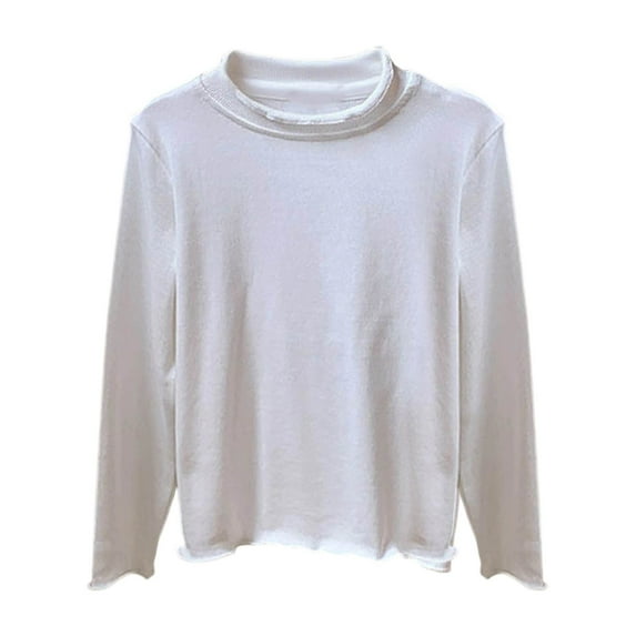 Liyamei Girls Long Sleeve Solid Color Basic Tee Soft Comfortable Casual Tops For Toddler Kids Winter Fall Layering Girls Tank Tops Size 7-8 Years