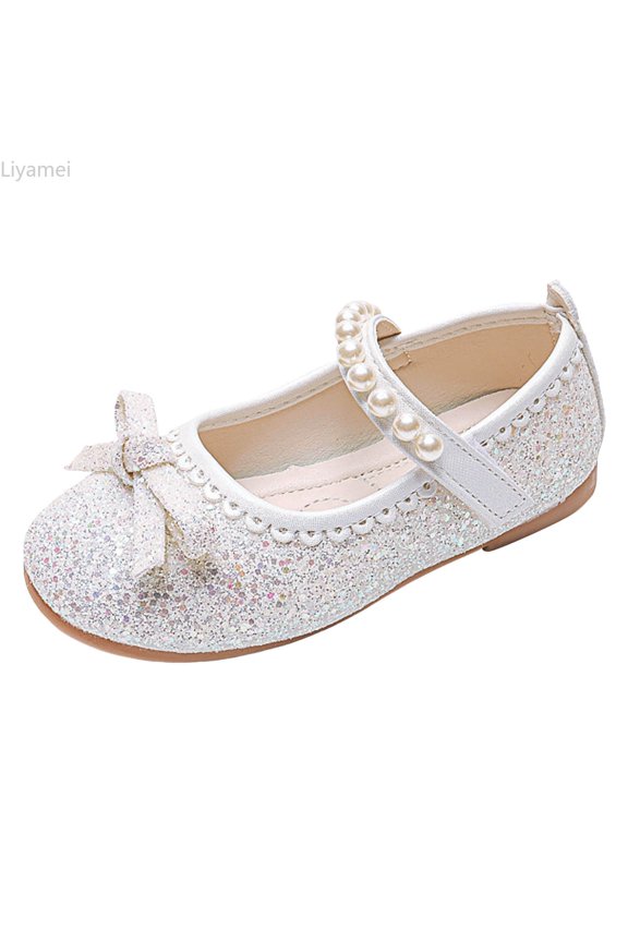 Girls Sandals Fashion New Pattern Cute Bow Decoration Flat Bottom Comfortable Non Hook Loop Shoes Sandals For Girls Size White 7-7.5 Years