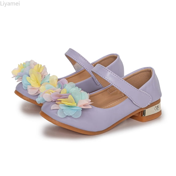 Liyamei Girls Sandals For Parties Weddings And School Events Low Heel Design For Dresses And Dance Outfits Hand Washable Spring And Summer Girls Dress Sandals Size Purple US:13.5