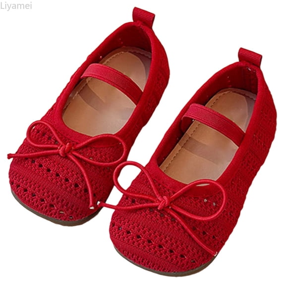Liyamei Girls Sandals For Toddler To Kids Breathable Bow Summer Shoes Casual Everyday Wear Comfortable Lightweight Baby Girl Closed Toe Sandals Girls Dress Sandals Size Red 5-5.5 Years
