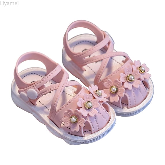 Liyamei Girls Sandals For Toddlers Comfortable Flower Design Casual Summer Shoes Lightweight Breathable For Daily Wear Toddler Girls Sandals Size Pink 6-9 Months