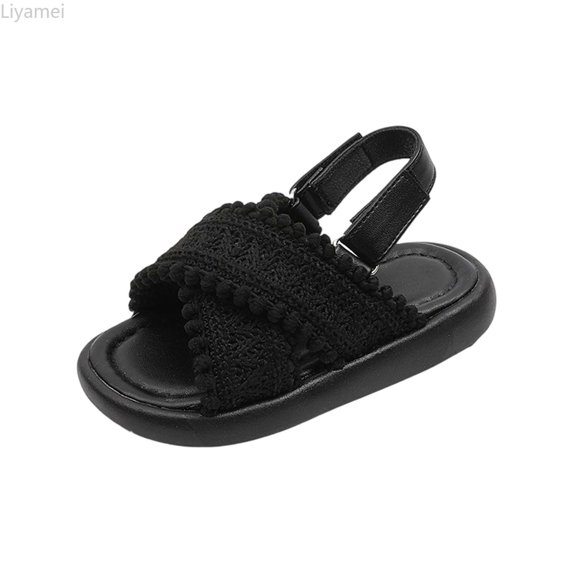 Liyamei Girls Sandals For Toddlers And Kids Comfortable Open Toe Casual Summer Shoes For Girls Age 1 6 Lightweight Breathable Footwear Sandals For Girls Size Black 3-4 Years