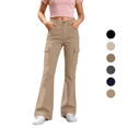 thumbnail image 1 of Liyamei Girls School Uniform Pants Elastic Waist Twill Bootcut Trousers Everyday Wear for 5-16 Years, 1 of 7