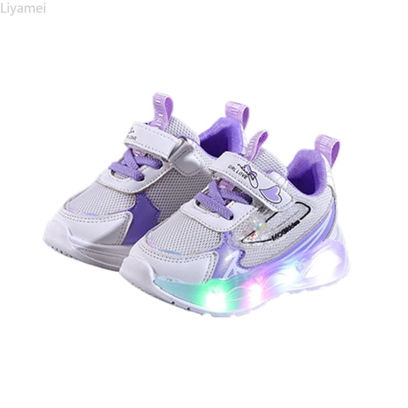 Liyamei Girls Sneakers For Toddlers Light Up Walking Shoes Non Slip Comfortable Breathable Casual Outdoor Play Shoes For Age 1 6 Size 22