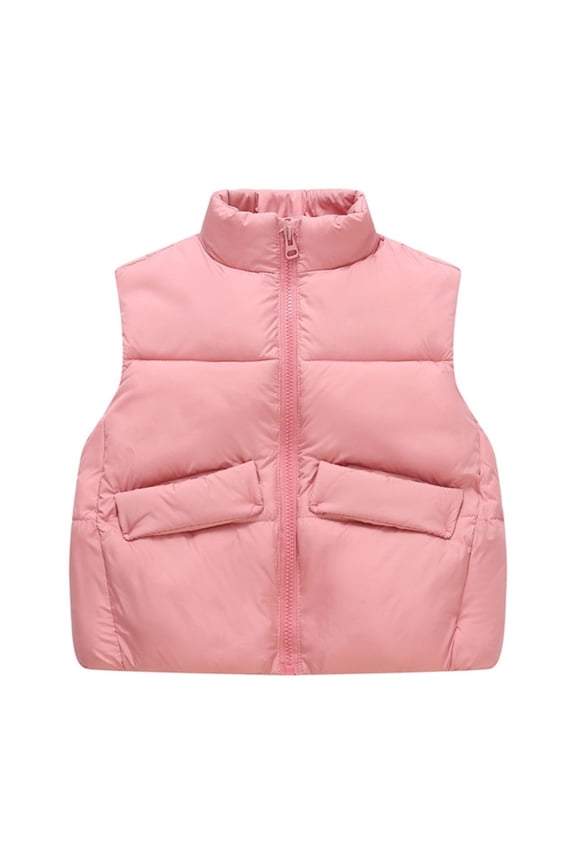 Girls Solid Color Down Padded Vest Winter Warm Quilted Sleeveless Jacket Outerwear For Toddler Kids Lightweight Down Jacket for Teen Girls Size 5-6 Years