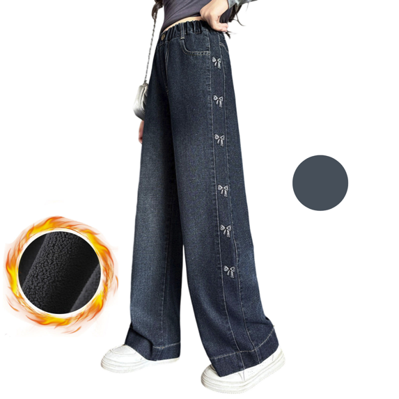 Liyamei Girls Straight Leg Denim Pants with Loose Fit for Casual Daily Wear Size 5-15 Years