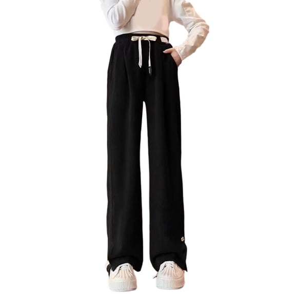 Liyamei Girls Straight Leg Pants With Casual Bootcut Trousers For Big Kids Split Hem Wide Leg Style Autumn Fall Fashion Comfortable Daily Wear Girls Straight Leg Jeans Size Black 4-5 Years