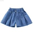 thumbnail image 1 of Liyamei Girls Stretch Denim Shorts with Pockets for Summer Everyday Size 2-15,Blue, 1 of 6