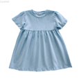 thumbnail image 1 of Liyamei Girls Summer Casual Dress Solid Color Elastic Waist Comfortable Play Outfit Toddler To Kids Age 2 11 Lightweight Breathable Daily Wear Girls Casual Dresses 10-11 Years, 1 of 3