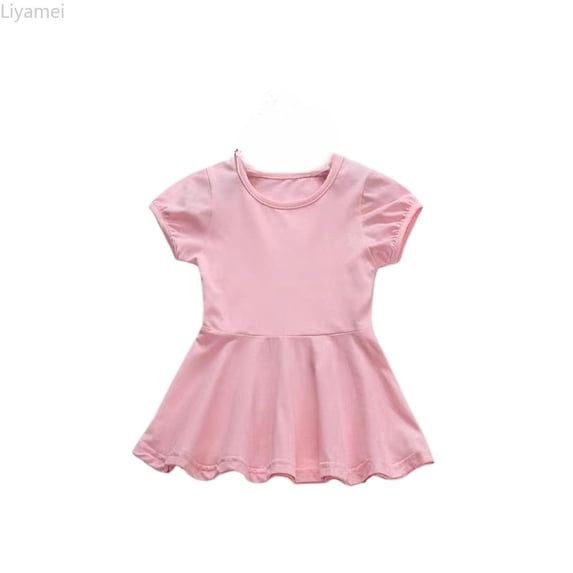 Liyamei Girls Summer Dresses Casual Dress For Baby Toddler Girls Pure Color Elastic Waist Outdoor Play Dress For 5 Months To 4 Years Toddler Girl Dresses 4-5 Years