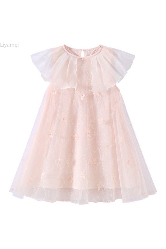 Girls Summer Dresses Elegant Mesh Design Casual Comfortable Daily Wear Flowy Kids Dress For Ages 3 13 Years Girls Summer Dresses 10-11 Years