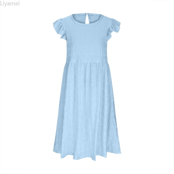 Liyamei Girls Summer Dresses For Everyday And Outdoor Casual Wear Elastic Waist Dress For Ages 6 15 Lightweight And Breezy Design For Comfort And Style Little Girl Dresses 14-16 Years