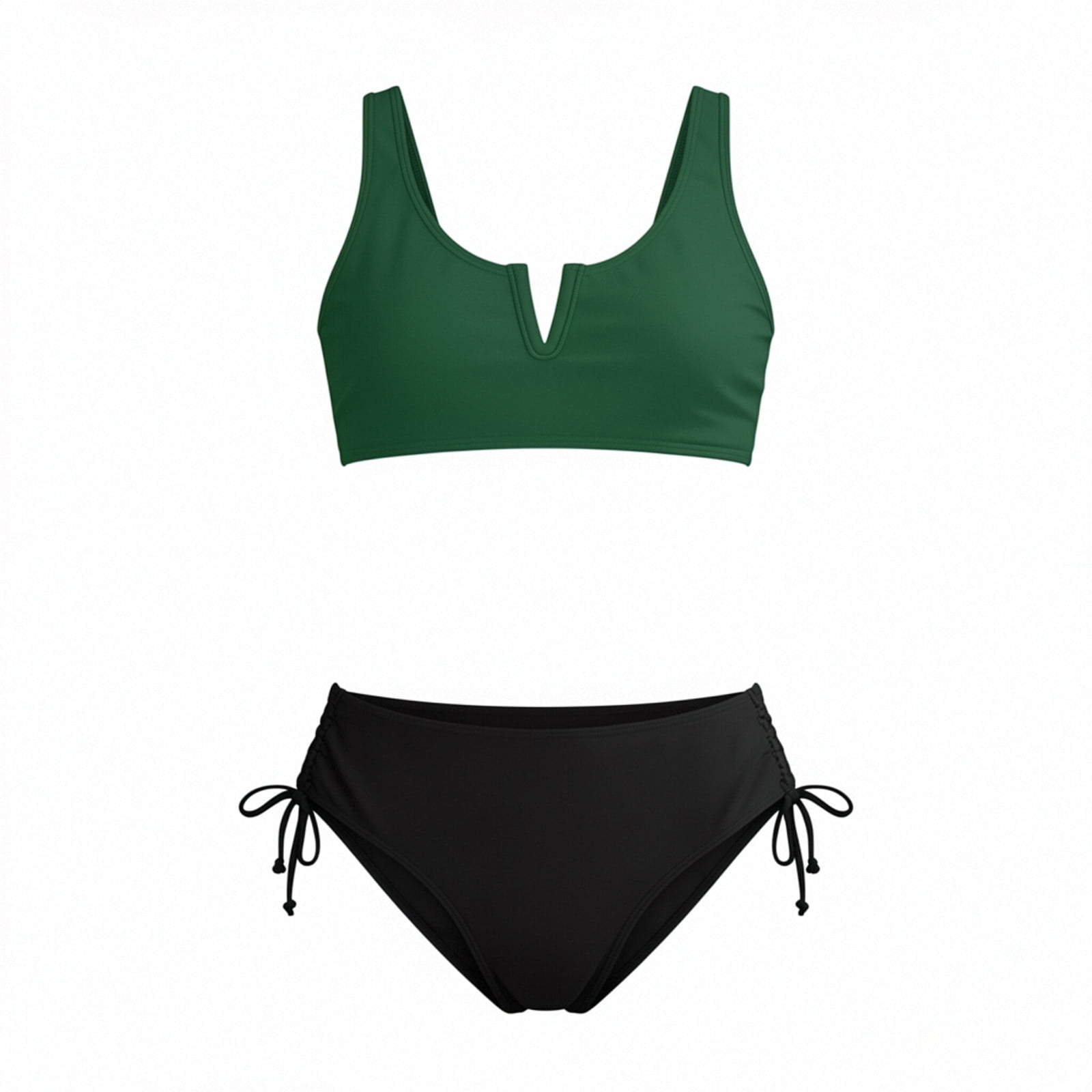 Liyamei Girls Swimsuit 2 Piece V Neck Cutout Girls' Swimwear Top High ...