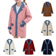 thumbnail image 1 of Liyamei Girls Two Tone Denim Style Jacket with Lapel for Fall Casual Warm Wear Size 4-5 Years, 1 of 6