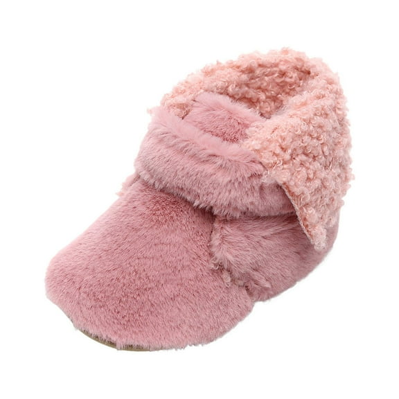 Liyamei Infant Baby Boys Girls Soft Plush Snow Boots Warm Cotton First Walkers Shoes Infant Boots Size 6-12 Months