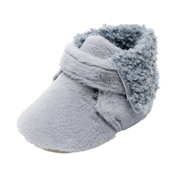 Liyamei Infant Baby Boys Girls Soft Plush Snow Boots Warm Cotton First Walkers Shoes Infant Boots Size 6-12 Months