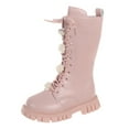 thumbnail image 1 of Liyamei Kid's Girls Leather Lace-Up Zipper Riding Winter Boots (Toddler/Little Kid/Big Kid) Size 11.5-12 Years, 1 of 5