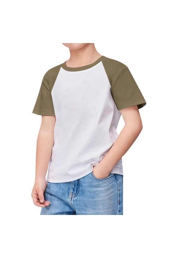 Kids Boys Girls Casual Short Sleeve Colorblock Oversized Round Neck Cotton Tee Shirt Tops Boys Cotton Shirts Size 5-6 Years
