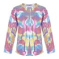 thumbnail image 1 of Liyamei Kids Boys Girls Shiny Loose T-Shirt Long Sleeve Tops for Performance Party Dancewear Size 5-6 Years, 1 of 5