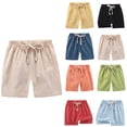 thumbnail image 1 of Liyamei Kids Drawstring Shorts with Elastic Waist for Summer Beach Wear Size 2-12,Beige, 1 of 5