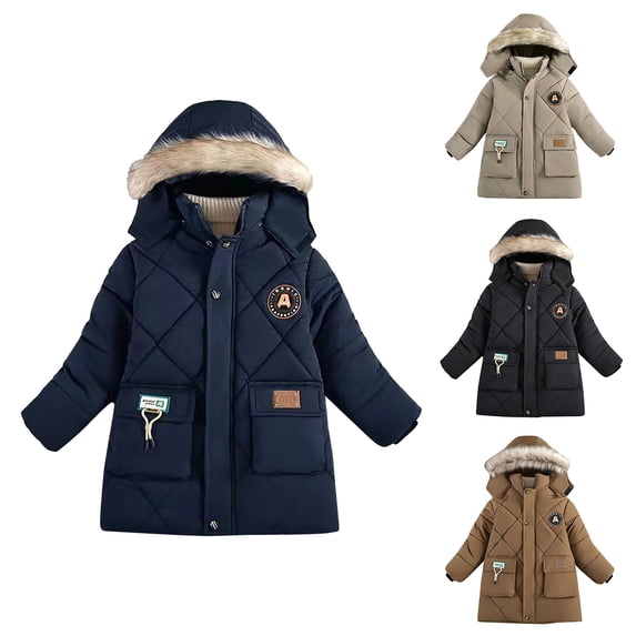 Liyamei Kids Hooded Padded Jacket with Zipper for Winter Warm Fashion Coat Size 6-7 Years
