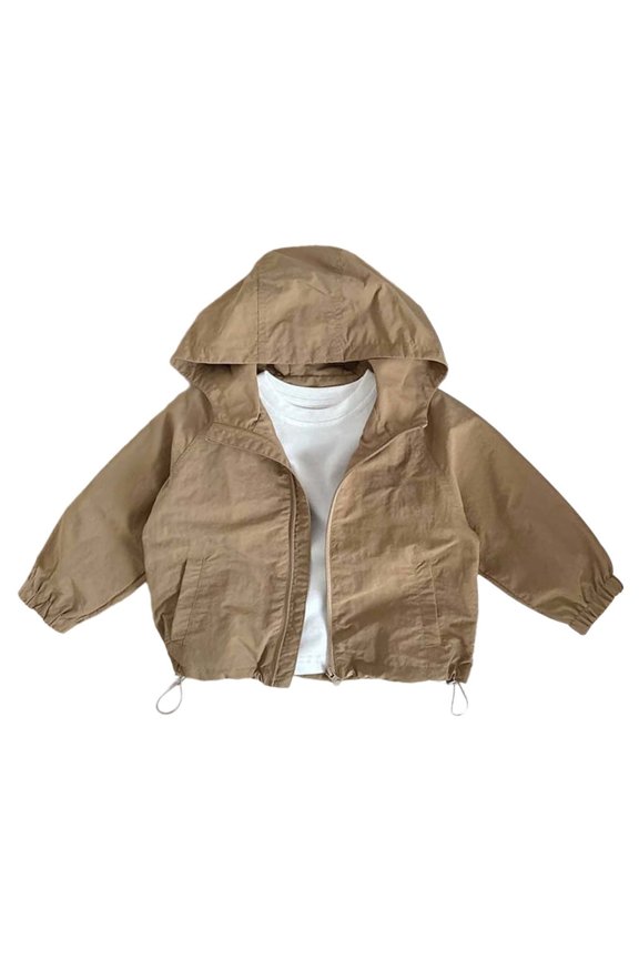 Kids Hooded Zip Up Jacket Windbreaker Boys Girls Lightweight Outdoor Sports Coat For Toddler Children Playground Casual Wear Boys Athletic Tops Size 2-3 Years