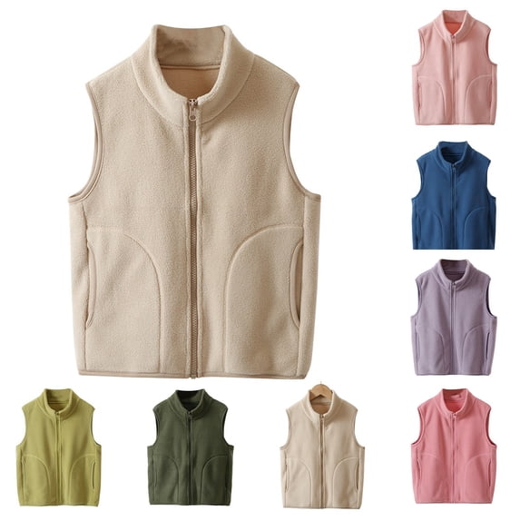 Liyamei Kids Sleeveless Padded Vest with Stand Collar for School Winter Layering Size 2-3 Years