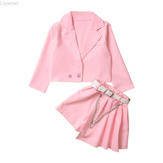 Liyamei Kids Toddler Baby Girls Autumn Winter Solid Cotton Long Sleeve Shirt Skirts Set Suit Clothes Girls Casual Sets Size Red 1-2 Years