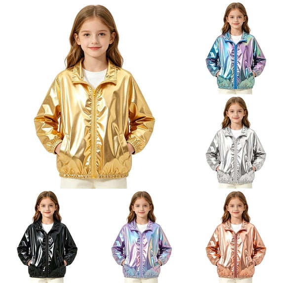 Liyamei Kids Zip Up Collared Jacket with Lapel for Fall Fashion Outerwear Size 4-5 Years
