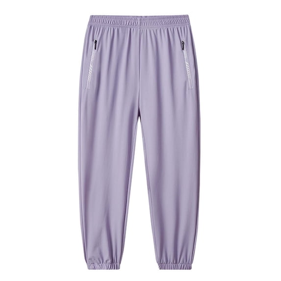 Liyamei Lightweight Children's Pants With Zipper Pockets Sports Trousers Comfortable Breathable Outdoor Wear Girls Sweatpants Size Purple 15-16 Years