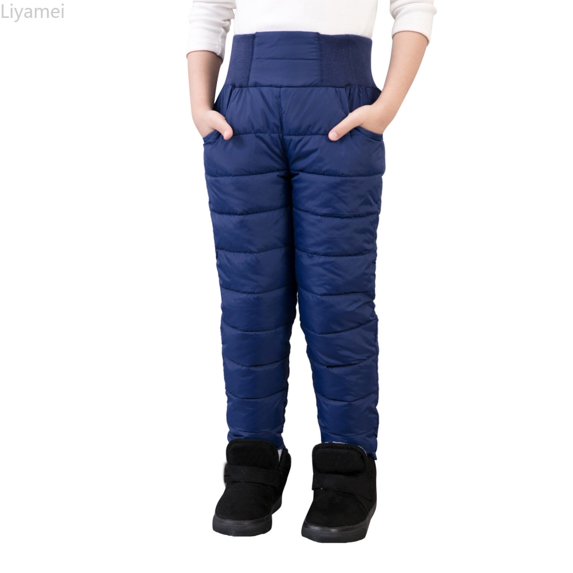Liyamei Little Girls Boys Solid Snow Pants Thick Winter Warm Kids Pants Girl Activewear Clothes Snow Wear Outfits Boys Snowsuits Size 3-4 Years