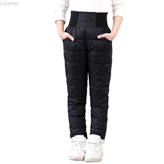 Liyamei Little Girls Boys Solid Snow Pants Thick Winter Warm Kids Pants Girl Activewear Clothes Snow Wear Outfits Boys Snowsuits Size 6-7 Years