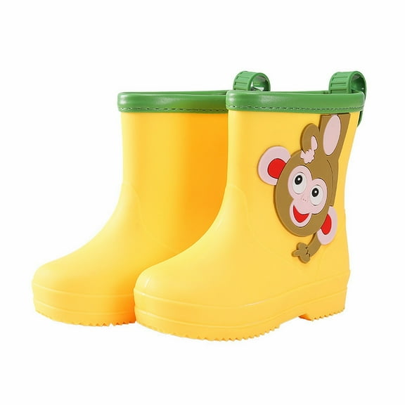 Liyamei Monkey Cartoon Character Rain Shoes Children's Rain Shoes Boys And Girls Water Shoes Baby Rain Boots Water Boots Baby Winter Boots Size 9.5-11 Years