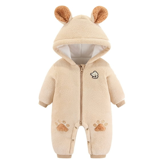 Liyamei Boys Girls Cartoon Bear Hooded Romper Jumpsuit Coat Girls Puffer Jacket Size 0-3 Months